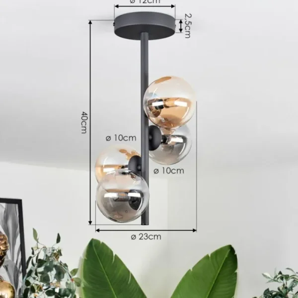 hofstein Plafonnier - Verre 10 cm Chehalis Ambre, Fumé, 4 lumières* Lampes Modernes