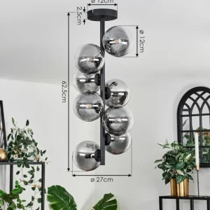 hofstein Plafonnier - Verre 12 cm Chehalis Clair, Fumé, 8 lumières* Lampes Modernes
