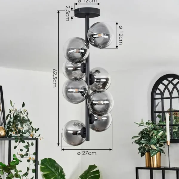 hofstein Plafonnier - Verre 12 cm Chehalis Clair, Fumé, 8 lumières* Lampes Modernes