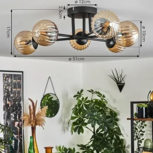 hofstein Plafonnier - Verre 10 cm Chehalis Ambre, 6 lumières* Lampes Modernes