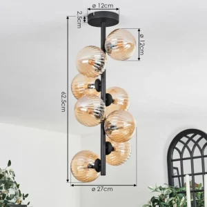 hofstein Plafonnier - Verre 12 cm Chehalis Ambre, 8 lumières* Lampes Modernes