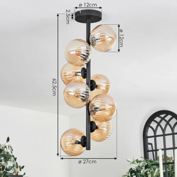 hofstein Plafonnier - Verre 12 cm Chehalis Ambre, 8 lumières* Lampes Modernes