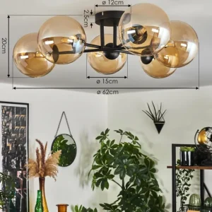 hofstein Plafonnier - Verre 15 cm Chehalis Ambre, 6 lumières* Lampes En Verre