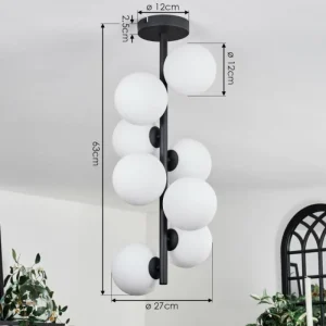 hofstein Plafonnier - Verre 12 cm Chehalis Blanc, 8 lumières* Lampes En Verre