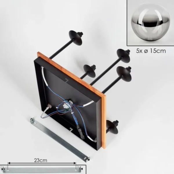 hofstein Plafonnier - Verre 15 cm Chehalis Écru, Noir, 5 lumières* Lampes Modernes