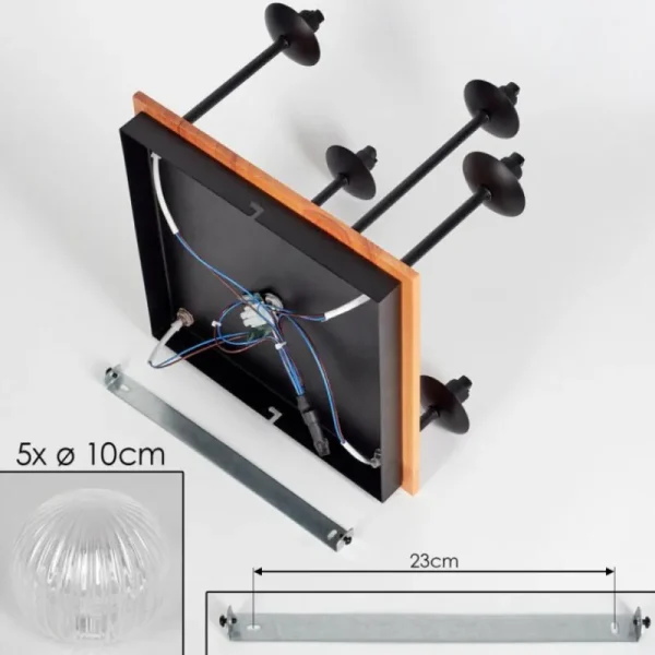 hofstein Plafonnier - Verre 12 cm Chehalis Écru, Noir, 5 lumières* Lampes Modernes