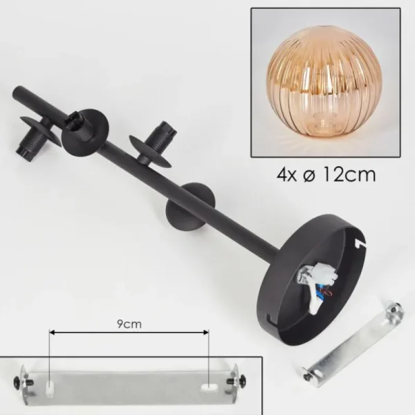 hofstein Plafonnier - Verre 12 cm Chehalis Ambre, 4 lumières* Lampes Modernes