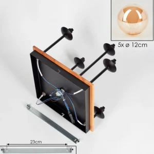 hofstein Plafonnier - Verre 12 cm Chehalis Écru, Noir, 5 lumières* Lampes Modernes