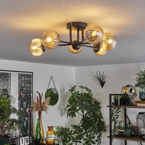 hofstein Plafonnier - Verre 10 cm Chehalis Ambre, 6 lumières* Lampes Modernes