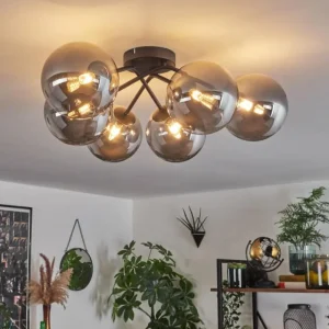 hofstein Plafonnier - Verre 15 cm Chehalis Fumé, 6 lumières* Lampes Modernes