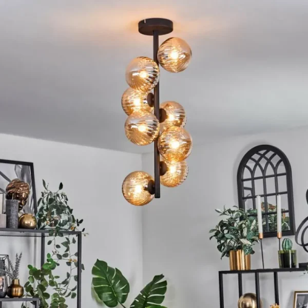 hofstein Plafonnier - Verre 12 cm Chehalis Ambre, 8 lumières* Lampes Modernes