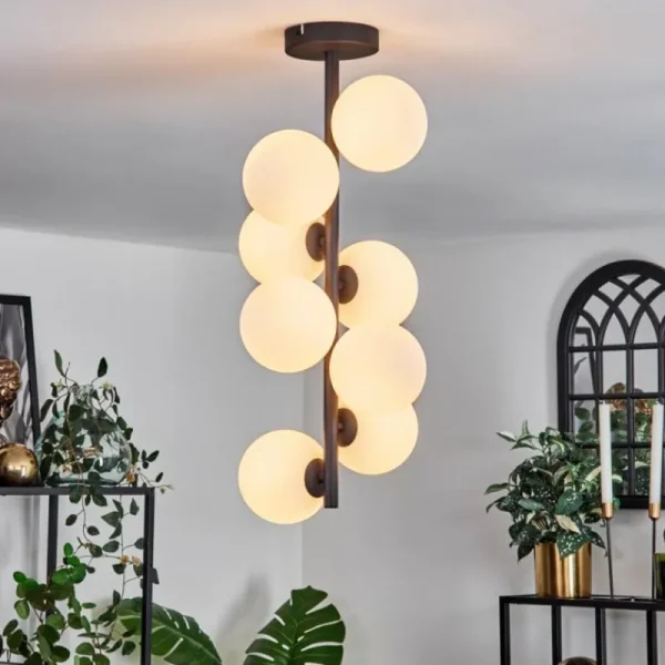 hofstein Plafonnier - Verre 12 cm Chehalis Blanc, 8 lumières* Lampes En Verre