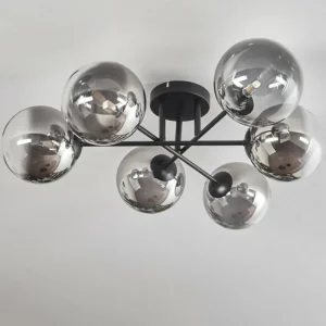 hofstein Plafonnier - Verre 15 cm Chehalis Clair, Fumé, 6 lumières* Lampes Modernes