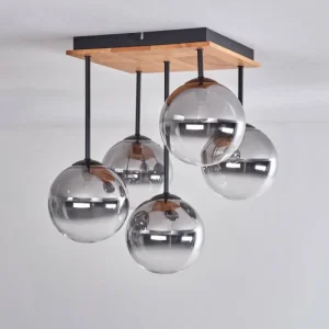 hofstein Plafonnier - Verre 15 cm Chehalis Écru, Noir, 5 lumières* Lampes Modernes