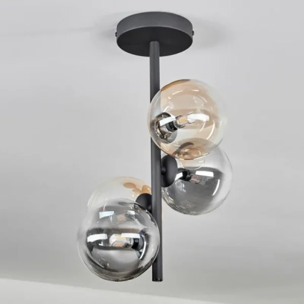 hofstein Plafonnier - Verre 12 cm Chehalis Ambre, Clair, Fumé, 4 lumières* Lampes Modernes