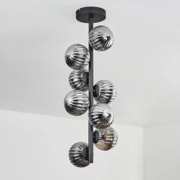hofstein Plafonnier - Verre 10 cm Chehalis Fumé, 8 lumières* Lampes Modernes