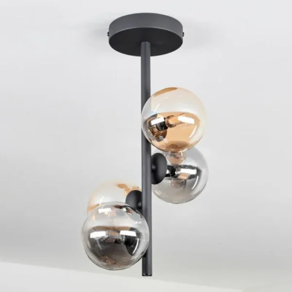 hofstein Plafonnier - Verre 10 cm Chehalis Ambre, Fumé, 4 lumières* Lampes Modernes