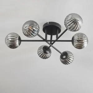 hofstein Plafonnier - Verre 10 cm Chehalis Fumé, 6 lumières* Lampes Modernes