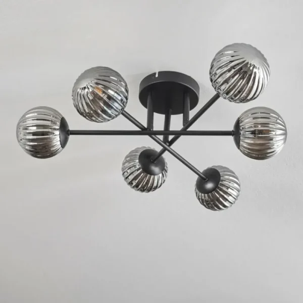 hofstein Plafonnier - Verre 10 cm Chehalis Fumé, 6 lumières* Lampes Modernes