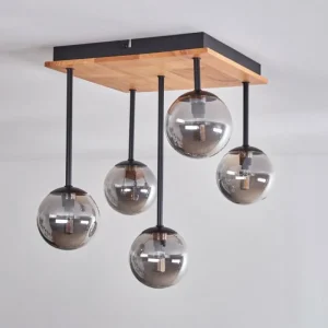 hofstein Plafonnier - Verre 10 cm Chehalis Écru, Noir, 5 lumières* Lampes Modernes