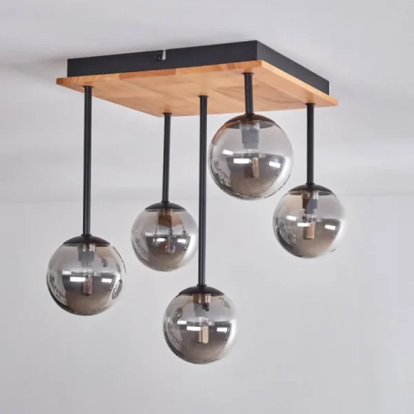 hofstein Plafonnier - Verre 10 cm Chehalis Écru, Noir, 5 lumières* Lampes Modernes