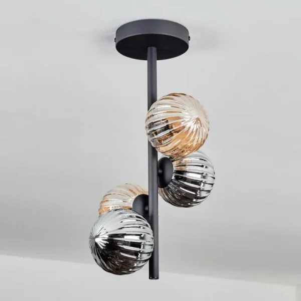 hofstein Plafonnier - Verre 10 cm Chehalis Ambre, Fumé, 4 lumières* Lampes Modernes
