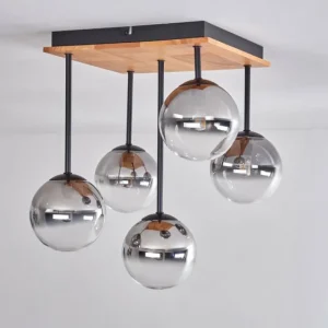 hofstein Plafonnier - Verre 12 cm Chehalis Écru, Noir, 5 lumières* Lampes Modernes