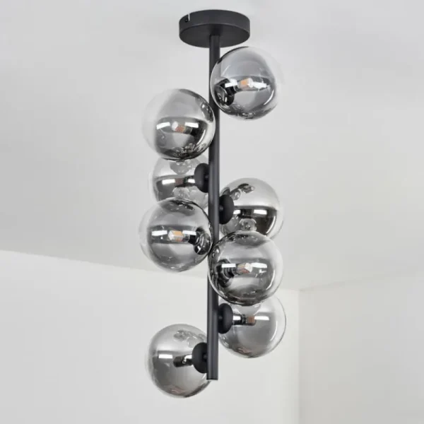 hofstein Plafonnier - Verre 12 cm Chehalis Clair, Fumé, 8 lumières* Lampes Modernes