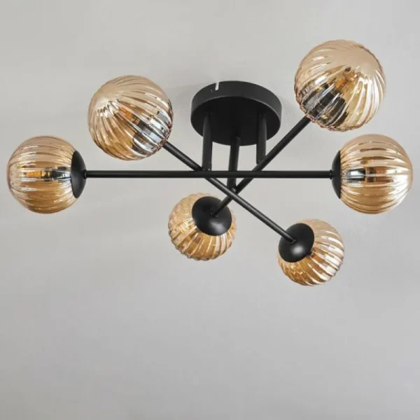 hofstein Plafonnier - Verre 10 cm Chehalis Ambre, 6 lumières* Lampes Modernes