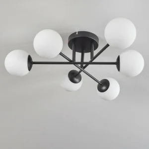 hofstein Plafonnier - Verre 10 cm Chehalis Blanc, 6 lumières* Lampes En Verre