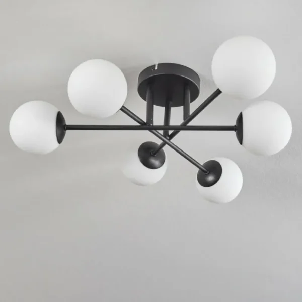 hofstein Plafonnier - Verre 10 cm Chehalis Blanc, 6 lumières* Lampes En Verre