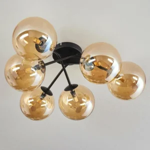 hofstein Plafonnier - Verre 15 cm Chehalis Ambre, 6 lumières* Lampes En Verre