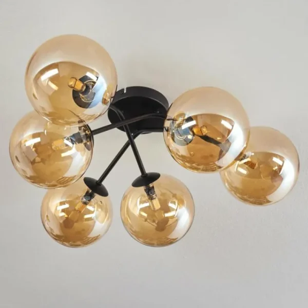 hofstein Plafonnier - Verre 15 cm Chehalis Ambre, 6 lumières* Lampes En Verre