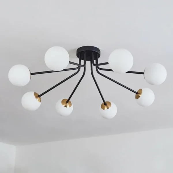hofstein Plafonnier - Verre 10 cm Chehalis Or, Noir, 8 lumières* Lampes En Verre