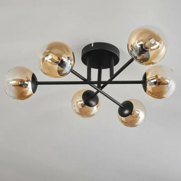 hofstein Plafonnier - Verre 10 cm Chehalis Ambre, Clair, 6 lumières* Lampes En Verre