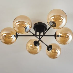 hofstein Plafonnier - Verre 15 cm Chehalis Ambre, 6 lumières* Lampes En Verre
