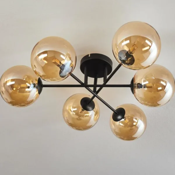 hofstein Plafonnier - Verre 15 cm Chehalis Ambre, 6 lumières* Lampes En Verre