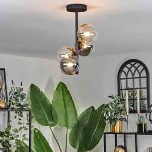hofstein Plafonnier - Verre 12 cm Chehalis Ambre, Clair, Fumé, 4 lumières* Lampes Modernes