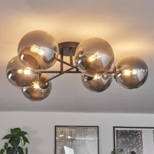 hofstein Plafonnier - Verre 15 cm Chehalis Fumé, 6 lumières* Lampes Modernes