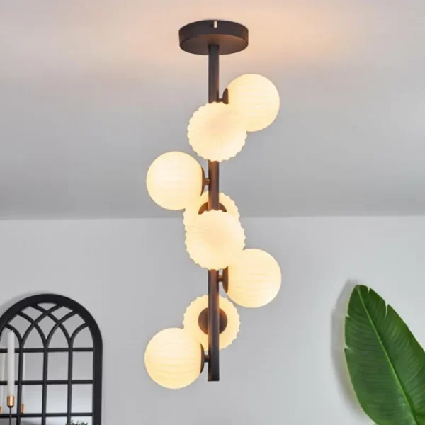 hofstein Plafonnier - Verre 10 cm Chehalis Blanc, 8 lumières* Lampes Modernes