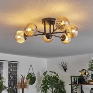 hofstein Plafonnier - Verre 10 cm Chehalis Ambre, 6 lumières* Lampes Modernes