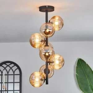 hofstein Plafonnier - Verre 12 cm Chehalis Ambre, 8 lumières* Lampes Modernes