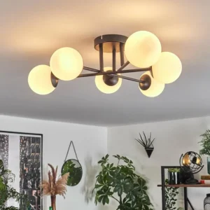 hofstein Plafonnier - Verre 10 cm Chehalis Blanc, 6 lumières* Lampes En Verre