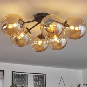 hofstein Plafonnier - Verre 15 cm Chehalis Ambre, 6 lumières* Lampes En Verre