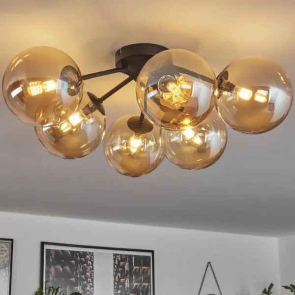 hofstein Plafonnier - Verre 15 cm Chehalis Ambre, 6 lumières* Lampes En Verre