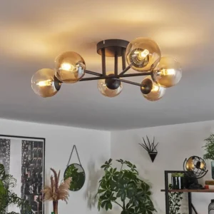 hofstein Plafonnier - Verre 10 cm Chehalis Ambre, Clair, 6 lumières* Lampes En Verre