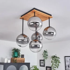 hofstein Plafonnier - Verre 15 cm Chehalis Écru, Noir, 5 lumières* Lampes Modernes
