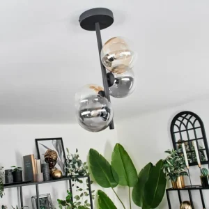 hofstein Plafonnier - Verre 12 cm Chehalis Ambre, Clair, Fumé, 4 lumières* Lampes Modernes