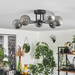 hofstein Plafonnier - Verre 10 cm Chehalis Fumé, 6 lumières* Lampes Modernes