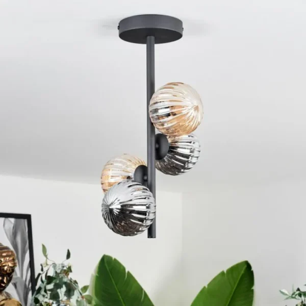 hofstein Plafonnier - Verre 10 cm Chehalis Ambre, Fumé, 4 lumières* Lampes Modernes